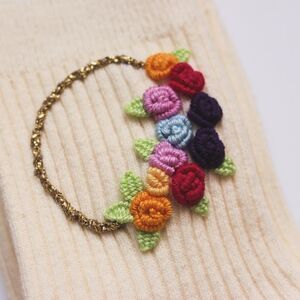 New handmade embroidered flowers ring socks
